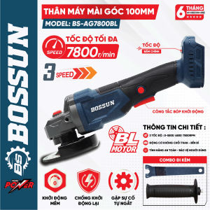 Thân máy mài pin BOSHUN BS-AG7500BL Có Khởi động mềm Chống khởi động lại Gặp sự cố tự ngắt