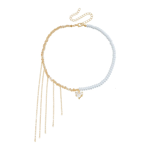 Adjustable Chain Necklace Bead Chain Necklace Heart Pendant Necklace Tassels Necklace Alloy Texture for Daily and Party