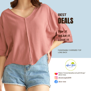 Classy Oversized Long Back Top Blouse for Women Cotton Linen (Fits SMALL to X-LARGE)