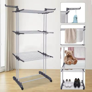 Jemuran Handuk Lipat Stand Hanger Rak Jemuran Handuk Menara Stainless Jemuran Handuk Jemuran Baju Stainless