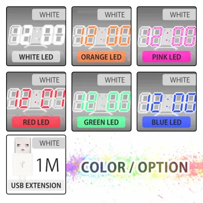 《 𝗙𝗥𝗘𝗘 𝗕𝗔𝗧𝗧𝗘𝗥𝗬 》 3D LED Digital Clock Alarm Wall Table Desk Temperature Night Mode Home Office Jam Meja Dinding 彩色时钟