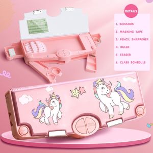 Pencil box Double Layer Pen case Multi Stationery storage with Scissors Eraser 大容量铅笔盒