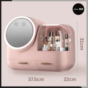 🌟SG INSTOCK🌟【4in1 Huge Makeup Organiser】with Mirror LED Light & Fan / Make Up Storage / Cosmetic Box / with Lid / with Drawers🔥INSTOCK SINGAPORE FAST DELIVERY🔥 LIVINBASIC™