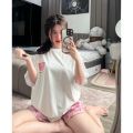 Bộ đồ nữ heo hồng áo thun cộc tay quần dài thời trang siêu dễ thương. 