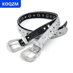 [COD] KOQZM Sáng bóng Rhinestone rộng vành đai phụ nữ ăn mặc vành đai dành cho người lớn Rhinestone vành đai ăn mặc tinh thể kim cương vành đai