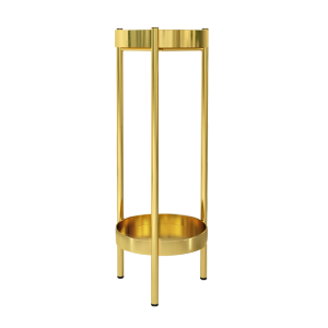 TP 2 Tier Gold Plant Rack Stand Golden Metal SideTable Waterproof Sofa Living Room Bedroom Organize Balcony Office Shelf