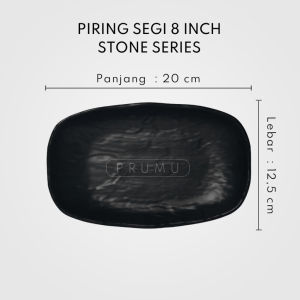PRUMU Melamine Stone Piring Persegi Panjang 8 inch - Piring Saji - Piring Cafe - Piring Restoran - Piring Hotel - Piring Sushi - Golden Dragon P6608A