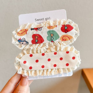 Set 2 Miếng Dán Tóc Mái Xinh Xắn In Hoa Tiết Siêu Cute Viền Ren Tiểu Thư Cho Nữ Và Bé Gái