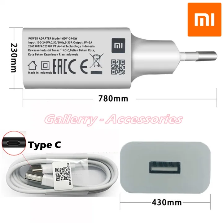 Charger Xiaomi Redmi Note Fast Charging Type C 10 Watt MDY-09-EW