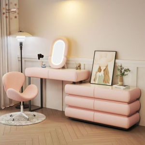【⚡SG】Luxury Cream-Style Dressing Table for Small Spaces All-in-One Vanity Desk Solid Wood Dressing Table