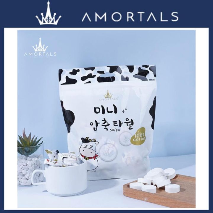 [Ready Stock] Korea AMORTALS Compressed Face Towel 尔木萄压缩洗脸巾 小奶片压缩毛巾洗脸旅行 ...