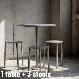 xpkQ Nordic Minimalist Restaurant Sets Table Stool Stackable Modern Stainless‑steel Courtyard Outdoor Balcony Commercial Furniture 9T1N6