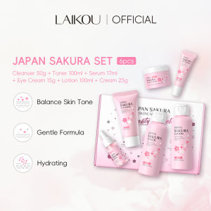 LAIKOU Bộ Quà Tặng Chăm Sóc Da Sakura Nhật Bản Sữa Rửa Mặt Dưỡng Ẩm Làm Trắng Chống Lão Hóa Serum Toner Kem Dưỡng Da Mặt Kem Mắt Bộ Giá Trị Chăm Sóc Da Mặt 5 Món