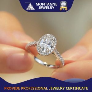 Montagne Jewelry Real 1 Ct D Color Moissanite Diamond Pigeon Egg Shaped Fine Jewellery Engagement Rings For Women S925 Sterling Silver Wedding Bands Fine Jewelry