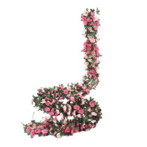 ดอกไม้ปลอมยาว2.4เมตรดอกไม้ประดับแบบแขวนพวงมาลัยไม้เลื้อยดอกไม้ผ้าไหมสำหรับตกแต่งบ้านงานแต่งงาน