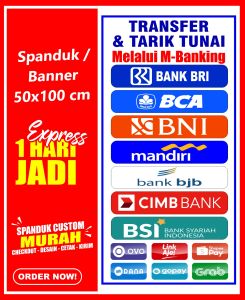 Banner TRANSFER UANG Spanduk TRANSFER UANG DAN TARIK TUNAI ukuran 50x100 cm COD