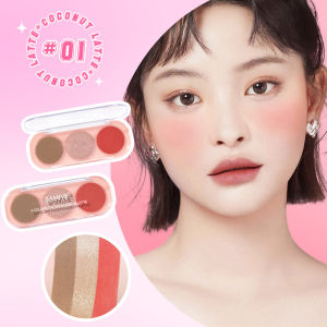SANIYE 【BPOM】3 Warna Blush On Glitter Highlighter Palette Multi Fungsi Contour Wajah Makeup E0358