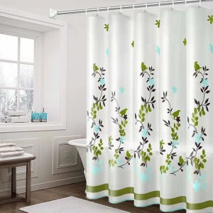 【12H Ship Local Delivery】180x180cm Bathroom Waterproof Shower Curtain Makapal Black White Gray Blue Beige Brown plaid ocean plant Flower Leaf Peva Waterproof Shower Curtain With 12 Hooks