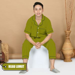 Nyenyak Piyama Dewasa Laki CP ( Size L ) Katun Micro / Setelan Polos / Setelan Baju Tidur Celana Panjang
