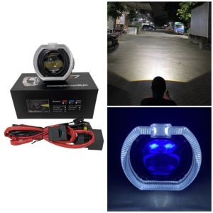 Paket Bundling Lampu Proyektor LED Biled Matrix 1.5 Inch Cut Off Flat CR7 Plus Shroud Relay Set2