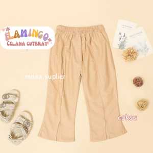 CELANA ANAK PEREMPUAN LINEN LUCU KULOT FLAMINGO MODEL. CUTBRY