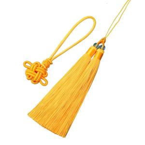 Handmade Ethnic Style Two-Color Tassels Auspicious Knot Hanging Pendant Home Decoration Fashion Keychain Accessory