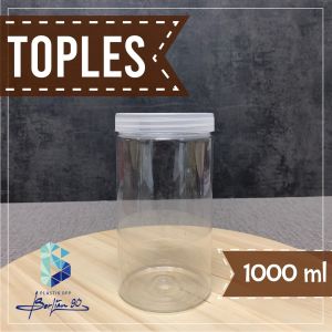 ( ISI 20 pcs ) Toples Silinder Plastik 1000 ml - Toples Kue Kering - Toples Lebaran