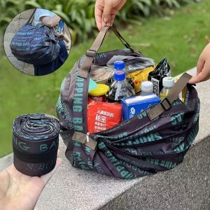 1pc Foldable Accordion Shopping Bag with Adjustable Shoulder Straps Stylish And Portable Storage Fabric Roll Bag Made of Polyester with Unique Texture Suitable for Parties And Outings Convenient for Supermarket Shopping