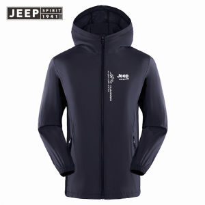 JEEP SPIRIT แจ็คเก็ตแคมป์ปิ้งผู้ชายผู้หญิงเสื้อกันลมคนรักเสื้อโค้ทผู้หญิงชุดกันแดดฤดูร้อน Ultrathin ใส่วิ่งเสื้อกีฬาชาย
