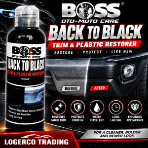 AUTHENTIC BACK TO BLACK TRIM & PLASTIC RESTORER (100ml) | Original Boss Ultimate Professional Grade automotive plastic & Trim Restorer For Cars & Motorcycles | Flexi-Dressing Exterior Protectant | Enhance Faded Trim with Long-Lasting UV Protection (1pc)
