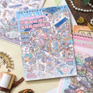 MUSASI Ancient Style Miniature Landscape Sticker Collection Visual Stacking Decorative 3D Landscape Sticker Cute Miniature Scene Collage Children Gift