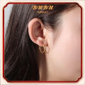 Gold Earrings 999 Solid Gold Glossy Small Circle 5G Hard Gold Plain Ring Jewelry Mother's Day Gift for Mom. 