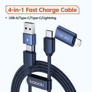 Toocki 4 in 1 60W Fast Charging USB Type C to Type C Lightning Cable for iPhone 14 13 Samsung S23 Xiaomi Huawei Realme Data Wire