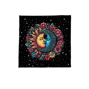 Sun Moon/Owl Pattern Astrology Tablecloth Altars Cloth Square Divinations Table Cloth Witchcrafts Deck Cloth