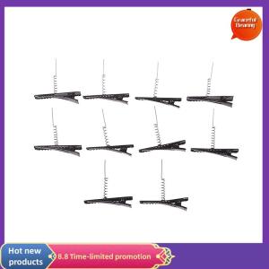 Graceful 10ชิ้นคลิปหนีบผมโลหะสีดำจระเข้ขนาด40มม. พร้อมขดลวดลวดปิ่นปักผมสำหรับงานปาร์ตี้แฟชั่นของเล่นเด็ก