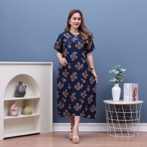 PROMO !!! DASTER DRESS BUNGA BUSUI KANCING DEPAN LD 105 DASTER WANITA DEWASA TERBARU RAYON TEBAL KEKINIAN