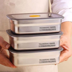 B.LIVEM 【การจัดส่ง 2-3 วัน】316 คอนเทนเนอร์อาหารสแตนเลสสแตนเลสกล่องเก็บสด ถาดเก็บอาหารสแตนเลสพร้อมฝาความจุสูญญากาศขนาดใหญ่เก็บกล่องสด