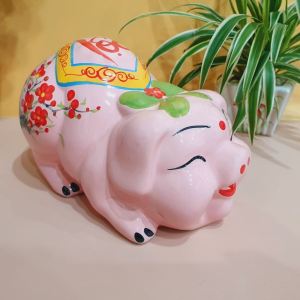 Lợn Mắt Híp Gốm Sứ Cao Cấp Phong Cách Việt Nam - Quà Tặng Tết Độc Đáo