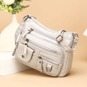 Mềm Nhiều Túi Zip Túi Đeo Vai Không Thấm Nước Túi Đeo Chéo Da PU Cổ Điển Điển Có Thể Điều Chỉnh Dây Đeo Màu Trơn 2026