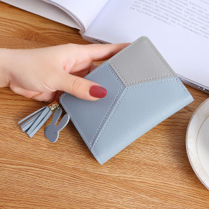 Short Ladies Wallet Zipper Wallet Female Student Korean Style Stitching Contrast Color Card Holder