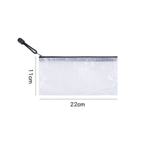 AKZDXE Thick Mesh Zipper Pouch Transparent PVC File Bag Durable Waterproof Document Pouch Students