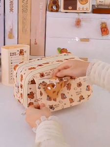 Kotak Pensel Capybara Berlapis Besar Kapasiti 100 Pens – Pelbagai Ruang Depan Lutsinar Kalis Air Cute Pencil Case