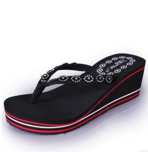 [Free Shipping] Summer Wedge Heel WomenS Beach Sandals With Rhinestones Casual Height-Increasing Non-Slip Foam Sole Comfortable WomenS Flip-Flops