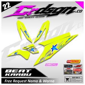 Striping Sticker Variasi Beat Karbu Motif Bintang Racing Keren Terbaru Full
