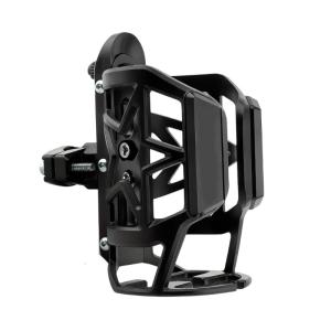 Permanent Aluminum Waterbottle Mount For Motorcycles Flexible Turn Modifiable Corner Accommodates 55 85mm Canisters Crisis Gear Storage