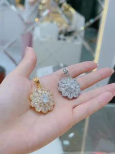 {loại1} Mặt chuyền hoa 10 cánh đá baguet nhân tạo Kami trang sức sỉ M10C