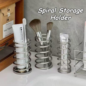 Stainless Steel Spiral Toothbrush Holder | Ventilated Makeup Brush Storage Rack For Bathroom Vanity