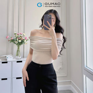 Áo thun nữ ôm trễ vai vải mềm mịn dày dặn co giãn tôn dáng nữ tính thời trang GUMAC LATF0120