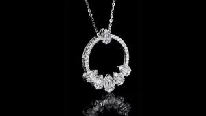 Newshe 925 Sterling Silver Circle Pendant Necklace Round Emerald AAAAA Cubic Zirconia Wedding Jewelry with 18 Inch Chain.