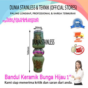 Bandul keramik bunga hijau 1 inch aksesoris stainless steel
